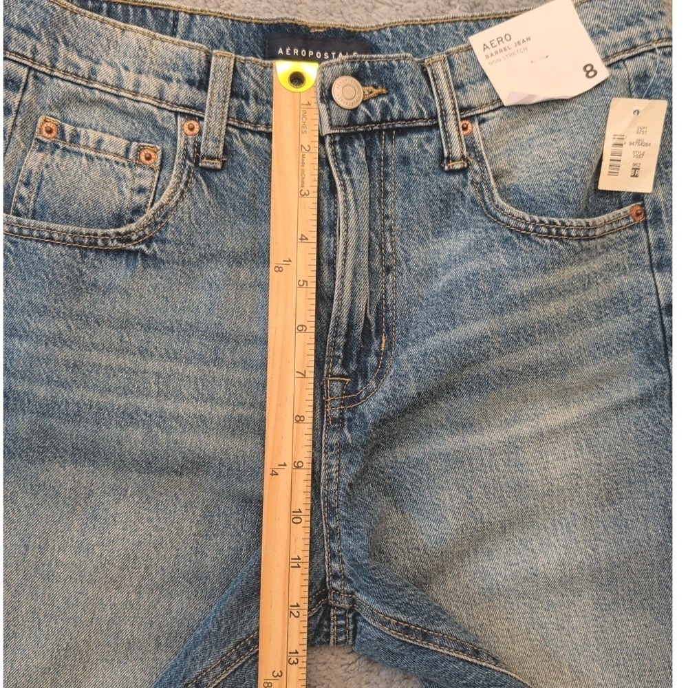 Aeropostale Barrel Blue Jean Womens Size 8 (Act 32x37) Wide Leg Denim NWT - Picture 5 of 8